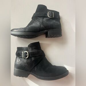 Born Black Suede Ankle Boots with Buckle